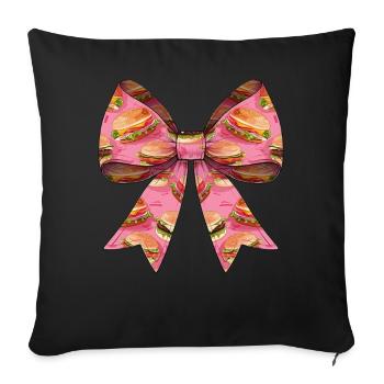 Coquette Bow Burger Hamburger Pink Ribbon Mom - Sofa pillowcase 17,3'' x 17,3'' (45 x 45 cm) - black - Front