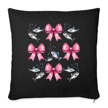 Coquette Bow Fishing Hook Pink Bow - Sofa pillowcase 17,3'' x 17,3'' (45 x 45 cm) - black - Front