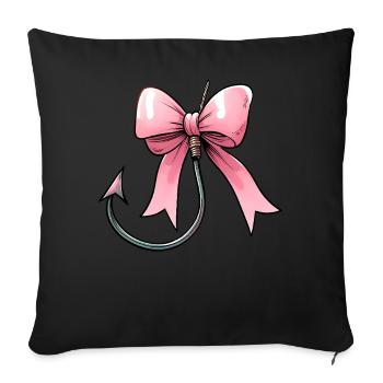 Coquette Bogen Angeln Fischerhaken Rosa Schleife - Sofakissenbezug 45 x 45 cm - Schwarz - Vorne
