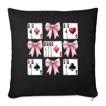 Coquette Bow Poker Fête des Mères Joueurs de Casino - Housse de coussin décorative 45 x 45 cm - noir - Devant