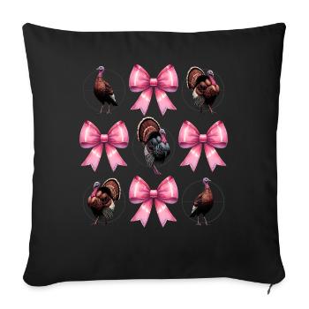 Coquette Arc Dinde Chasse Chasseur Rose - Housse de coussin décorative 45 x 45 cm - noir - Devant