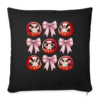 Coquette Bogen Daruma Puppe Japan Rosa Schleife - Sofakissenbezug 45 x 45 cm - Schwarz - Vorne