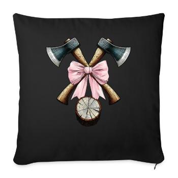 Coquette Arc Menuisier Bûcheron Fête des Mères Rose - Housse de coussin décorative 45 x 45 cm - noir - Devant