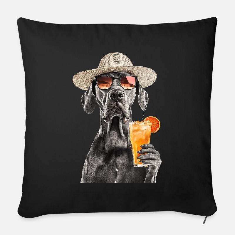 Deutsche Dogge - Sofakissenbezug 45 x 45 cm - Schwarz