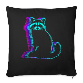 raton laveur rétro Possum Street Cat Vaporwave - Housse de coussin décorative 45 x 45 cm - noir - Devant
