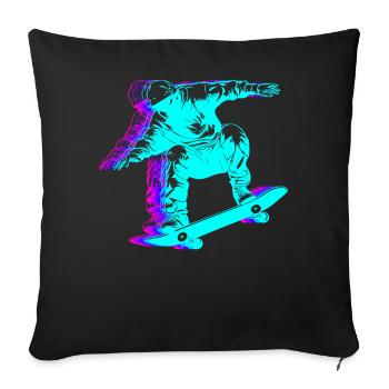 Retro Skateboarding Skateboarder Skateboard - Sofa pillowcase 17,3'' x 17,3'' (45 x 45 cm) - black - Front