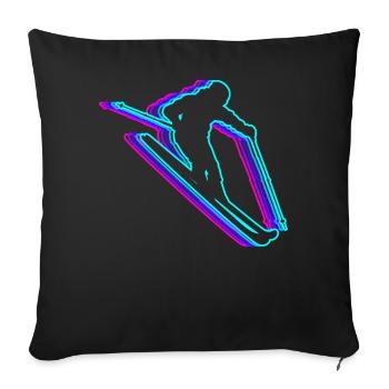 Ski rétro Ski skieur Vaporwave - Housse de coussin décorative 45 x 45 cm - noir - Devant