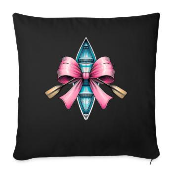 Coquette Bow Aviron Rameur Paddle Rose - Housse de coussin décorative 45 x 45 cm - noir - Devant