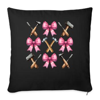 Coquette Bow Sculptor Sculptor Mom Ribbon - Sofa pillowcase 17,3'' x 17,3'' (45 x 45 cm) - black - Front