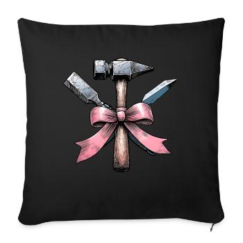 Coquette Bow Sculptor Sculptor Mom Ribbon Pink - Sofa pillowcase 17,3'' x 17,3'' (45 x 45 cm) - black - Front