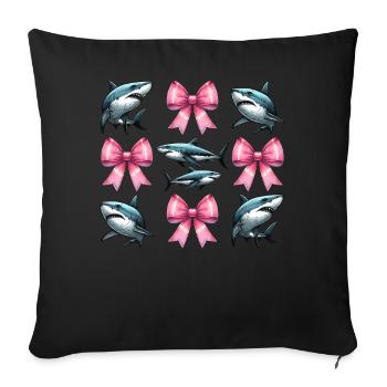 Coquette Bow Shark Ocean Animal Pink Bow - Sofa pillowcase 17,3'' x 17,3'' (45 x 45 cm) - black - Front