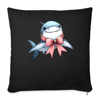 Coquette Arc Requin Mignon Océan Animal Rose - Housse de coussin décorative 45 x 45 cm - noir - Devant