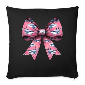 Coquette Bow Requin Océan Imprimé Animal Rose - Housse de coussin décorative 45 x 45 cm - noir - Devant