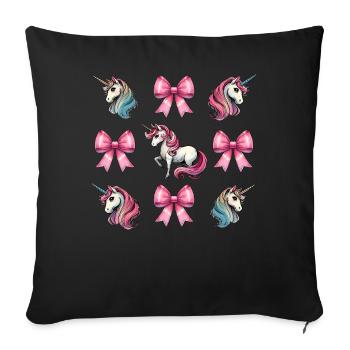 Coquette Bow Unicorn Mothers Day Pink Bow - Sofa pillowcase 17,3'' x 17,3'' (45 x 45 cm) - black - Front
