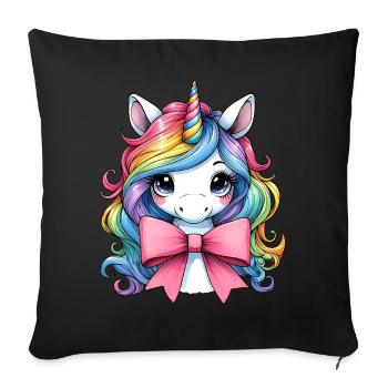 Coquette Bow Unicorn Mothers Day Pink Bow - Sofa pillowcase 17,3'' x 17,3'' (45 x 45 cm) - black - Front