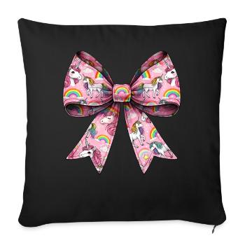 Coquette Bow Unicorn Mother's Day Pattern Pink - Sofa pillowcase 17,3'' x 17,3'' (45 x 45 cm) - black - Front