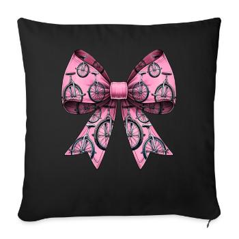 Coquette noeud monocycle monocycle motif rose - Housse de coussin décorative 45 x 45 cm - noir - Devant