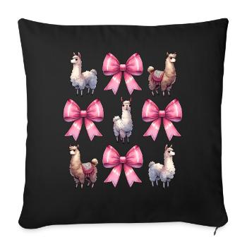 Coquette Bow Llama Alpaca Pink Ribbon Mom - Sofa pillowcase 17,3'' x 17,3'' (45 x 45 cm) - black - Front