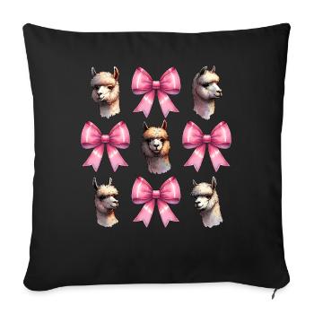 Coquette Bow Alpaca Llama Pink Bow Mom - Sofa pillowcase 17,3'' x 17,3'' (45 x 45 cm) - black - Front