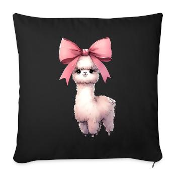 Coquette Bow Alpaca Llama Pink Bow Mom - Sofa pillowcase 17,3'' x 17,3'' (45 x 45 cm) - black - Front