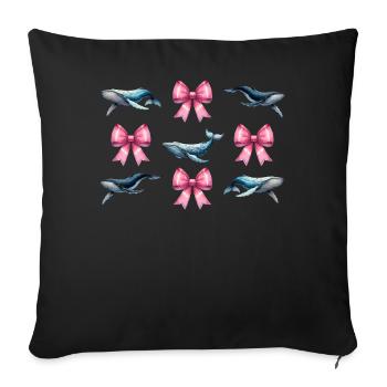 Coquette Bogen Wal Ozean Tier rosa Schleife Mama - Sofakissenbezug 45 x 45 cm - Schwarz - Vorne