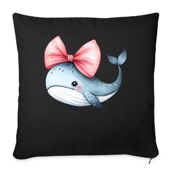 Coquette Bogen Wal Ozean Tier rosa Schleife Mama - Sofakissenbezug 45 x 45 cm - Schwarz - Vorne