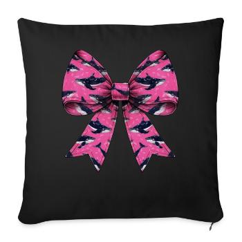 Coquette Schleife Wal Ozean Tiermuster Rosa - Sofakissenbezug 45 x 45 cm - Schwarz - Vorne