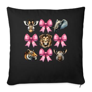 Coquettish Bow Zookeeping Zookeeper Pink Ribbon - Sofa pillowcase 17,3'' x 17,3'' (45 x 45 cm) - black - Front