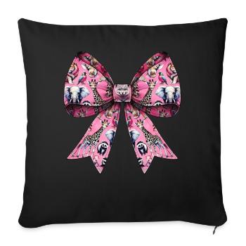 Coquettish Bow Zookeeing Zookeeper Animals Pattern - Sofa pillowcase 17,3'' x 17,3'' (45 x 45 cm) - black - Front