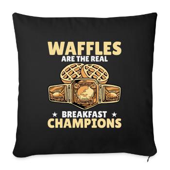 Les gaufres sont les vraies championnes du petit-déjeuner - Housse de coussin décorative 45 x 45 cm - noir - Devant