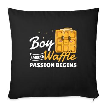 Waffles Boy Gift Boy Waffle Passion Begins - Sofa pillowcase 17,3'' x 17,3'' (45 x 45 cm) - black - Front