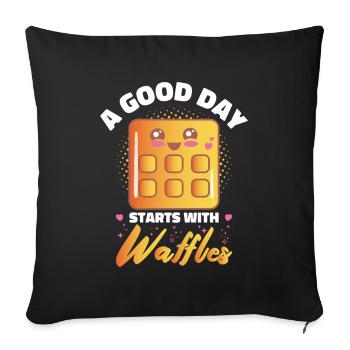 Funny Waffle Costume Candy Waffles - Sofa pillowcase 17,3'' x 17,3'' (45 x 45 cm) - black - Front