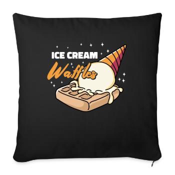 cream Waffles Syrup Breakfast waffles - Sofa pillowcase 17,3'' x 17,3'' (45 x 45 cm) - black - Front