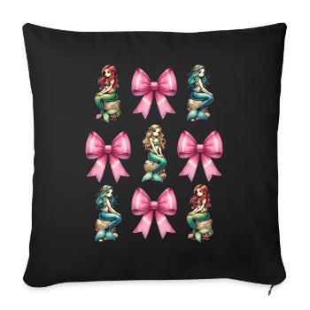 Coquette Bow Mermaid Girl Ribbon Pink - Sofa pillowcase 17,3'' x 17,3'' (45 x 45 cm) - black - Front