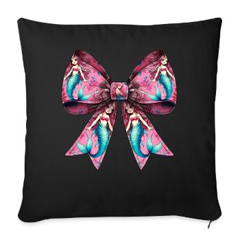 Coquette Bow Mermaid Girl Ribbon Pink - Sofa pillowcase 17,3'' x 17,3'' (45 x 45 cm) - black - Front