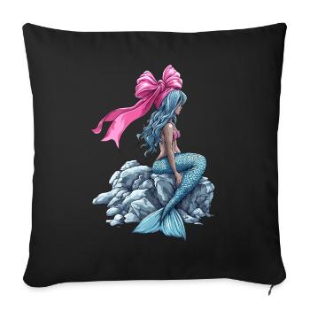 Coquette Bow Mermaid Girl Ribbon Pink - Sofa pillowcase 17,3'' x 17,3'' (45 x 45 cm) - black - Front