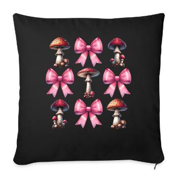 Coquette Arc Champignon Chasse Cottagecore Mycologie - Housse de coussin décorative 45 x 45 cm - noir - Devant