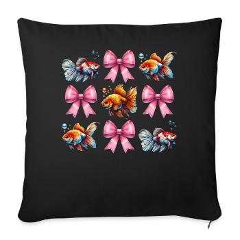 Coquette Bogen Goldfisch Fisch Mama Muttertag rosa - Sofakissenbezug 45 x 45 cm - Schwarz - Vorne