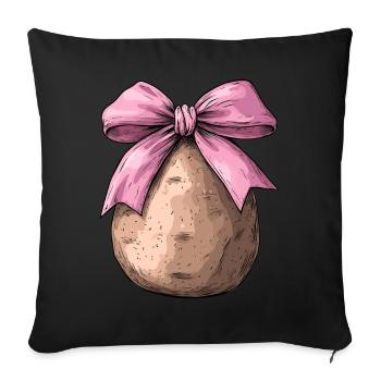 Coquette Bow Potato Potatoes Girl Mom Mothers - Sofa pillowcase 17,3'' x 17,3'' (45 x 45 cm) - black - Front