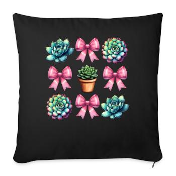 Coquette Bow Succulent Cactus Plant Mom - Sofa pillowcase 17,3'' x 17,3'' (45 x 45 cm) - black - Front