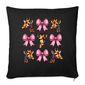 Coquette Bow Giraffe Girl Mom Mother's Day Pink - Sofa pillowcase 17,3'' x 17,3'' (45 x 45 cm) - black - Front