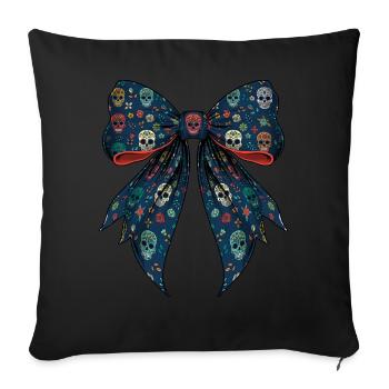 Coquette Arc Jour du Mort Crâne en Sucre - Housse de coussin décorative 45 x 45 cm - noir - Devant