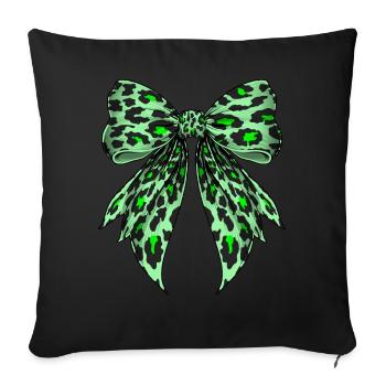 Coquette Bow Guépard Imprimé Animal Vert Anis - Housse de coussin décorative 45 x 45 cm - noir - Devant
