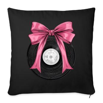 Tourne-disque vinyle Coquette Bow - Housse de coussin décorative 45 x 45 cm - noir - Devant