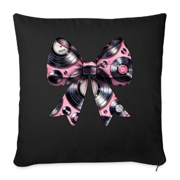 Coquette Bow Vinyl-Schallplattenspieler-Muster - Sofakissenbezug 45 x 45 cm - Schwarz - Vorne