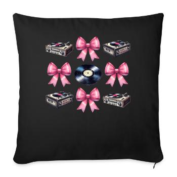 Coquette Bow Vinyl-Schallplattenspieler - Sofakissenbezug 45 x 45 cm - Schwarz - Vorne
