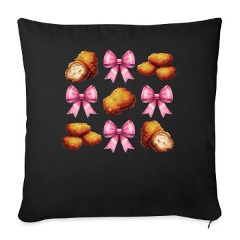 Coquette Bow Poulet Nugget Nugget Nug Girl Maman - Housse de coussin décorative 45 x 45 cm - noir - Devant