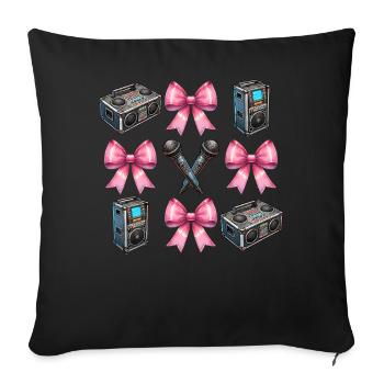 Coquette Bow Karaoké Singer Micro Haut-parleur - Housse de coussin décorative 45 x 45 cm - noir - Devant