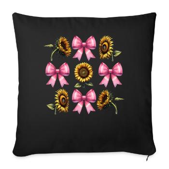 Coquette Bow Sunflower Cute Pink Plant Mom - Sofakissenbezug 45 x 45 cm - Schwarz - Vorne