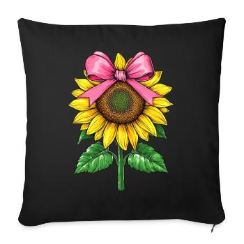 Coquette Bow Sunflower Cute Pink Plant Mom - Sofakissenbezug 45 x 45 cm - Schwarz - Vorne
